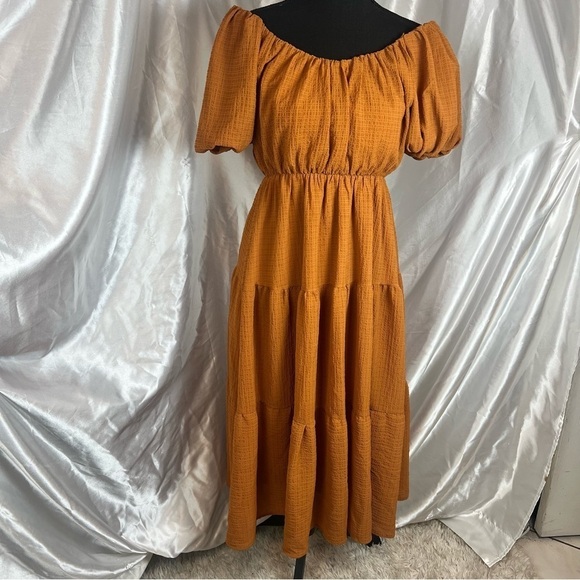 ASTR Marigold Yellow Smocked Tiered Maxi Dress XS NWT - Picture 1 of 8